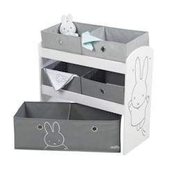 Chambre et rangement-Rangement-Petit Meuble de rangement - ROBA - Étagère de Rangement "miffy®" avec 5 boîtes en Tissu - Gris/Blanc