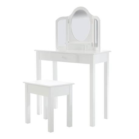 Coiffeuse Enfant ROBA avec 3 Miroirs et Tabouret - Blanc - Bois Massif - Meuble de Chambre BLANC 1 - vertbaudet enfant 