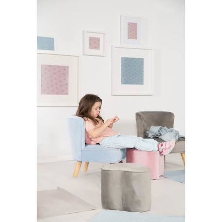 ROBA Fauteuil Enfant en Velours Lil Sofa - Style Scandinave - Pieds en Bois Massif - Bleu Clair BLEU 4 - vertbaudet enfant 