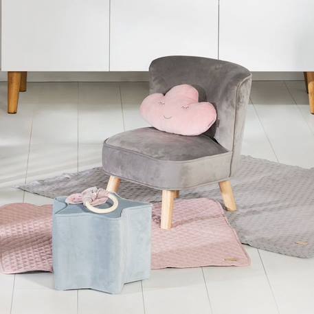 ROBA Fauteuil Enfant en Velours Lil Sofa - Style Scandinave - Pieds en Bois Massif - Gris GRIS 6 - vertbaudet enfant 