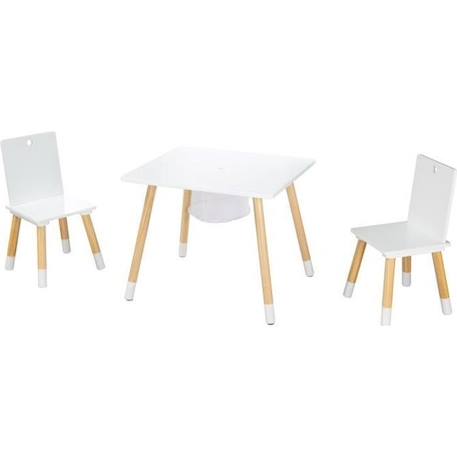 ROBA Ensemble de Sièges - Chaises et Table en Bois Blanc + Filet de Rangement - 3 Pièces - Pieds en Bois Massif BLANC 1 - vertbaudet enfant 