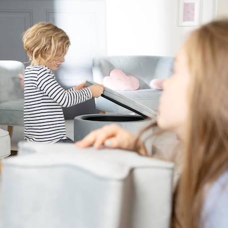 Tabouret Coffre Enfant ROBA Lil Sofa en Velours - Bleu clair BLEU 2 - vertbaudet enfant 