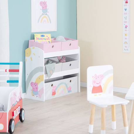 ROBA Peppa Pig Étagère de Rangement pour Jouets - 5 Boîtes en Tissu - Motif de la Truie et Cochon - Bois Laqué Rose - Blanc ROSE 6 - vertbaudet enfant 