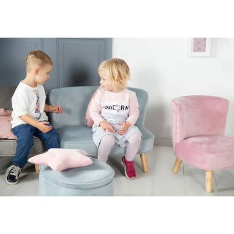 ROBA Canapé Enfant en Velours Lil Sofa - Style Scandinave - Pieds en Bois Massif - Bleu clair BLEU 4 - vertbaudet enfant 