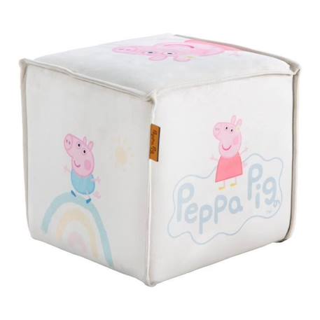 ROBA Pouf Bébé en Forme de Cube Peppa Pig - Pouf Enfant en Velours Doux - Beige / Motif Cochon BEIGE 1 - vertbaudet enfant 