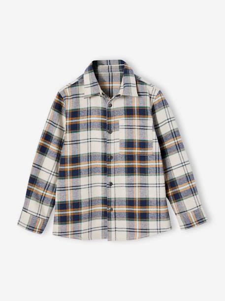 Chemise à carreaux en flanelle garçon bleu ardoise+bleu nuit+carreaux blanc 12 - vertbaudet enfant 