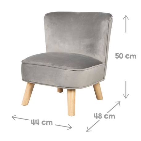 ROBA Fauteuil Enfant en Velours Lil Sofa - Style Scandinave - Pieds en Bois Massif - Gris GRIS 3 - vertbaudet enfant 