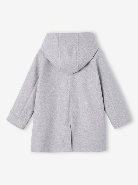 Manteau à capuche en lainage effet flanelle fille gris chiné 5 - vertbaudet enfant 