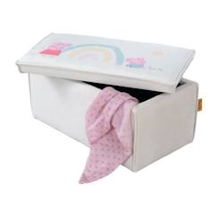 Chambre et rangement-ROBA Banc Coffre à Jouets Peppa Pig pour Enfant en Bois et Velours - Meuble de Rangement 2 en 1 - Beige / Motif Cochon