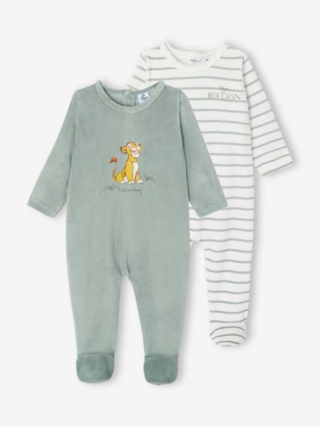 Lot de 2 dors-bien bébé Disney® Le Roi Lion en velours vert sauge 1 - vertbaudet enfant 