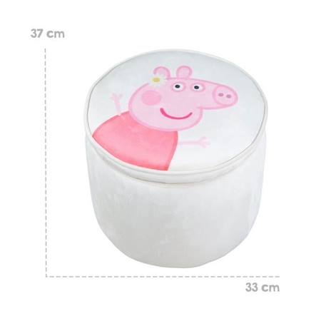 ROBA Pouf Coffre Bébé Rond Peppa Pig - Pouf de Rangement pour Enfant en Velours - Beige / Motif Truie BEIGE 4 - vertbaudet enfant 