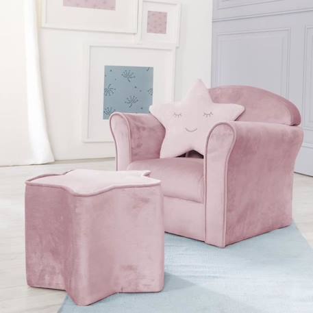 ROBA Fauteuil Bébé en Velours Lil Sofa - Fauteuil Club pour Enfant - Assise Confortable - avec Accoudoirs - Rose ROSE 2 - vertbaudet enfant 