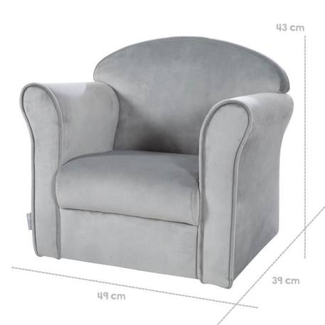 ROBA Fauteuil Bébé en Velours Lil Sofa - Fauteuil Club pour Enfant - Assise Confortable - avec Accoudoirs - Gris GRIS 3 - vertbaudet enfant 