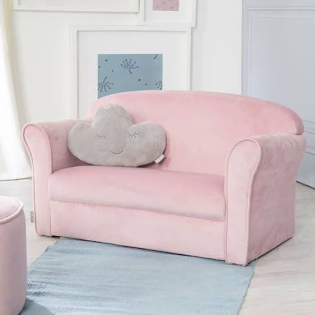 ROBA Mini Canapé Enfant en Velours Lil Sofa - Dossier Confortable avec Accoudoirs - Rose ROSE 2 - vertbaudet enfant 