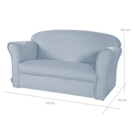 ROBA Mini Canapé Enfant en Velours Lil Sofa - Dossier Confortable avec Accoudoirs - Bleu Clair BLEU 3 - vertbaudet enfant 