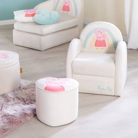 ROBA Pouf Bébé en Forme de Coeur Peppa Pig - Revêtement en Velours Doux - Beige / Motif Truie BEIGE 5 - vertbaudet enfant 