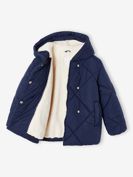 Doudoune à capuche doublée sherpa fille blush+marine 11 - vertbaudet enfant 