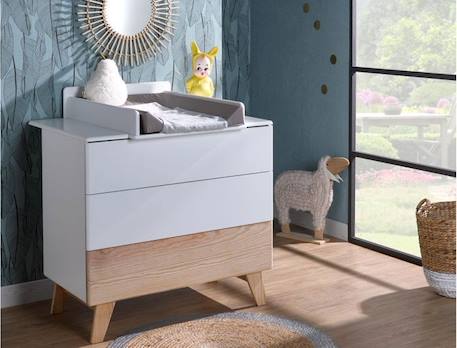 Commode bébé Equilibre - Blanc / pin BLANC 3 - vertbaudet enfant 