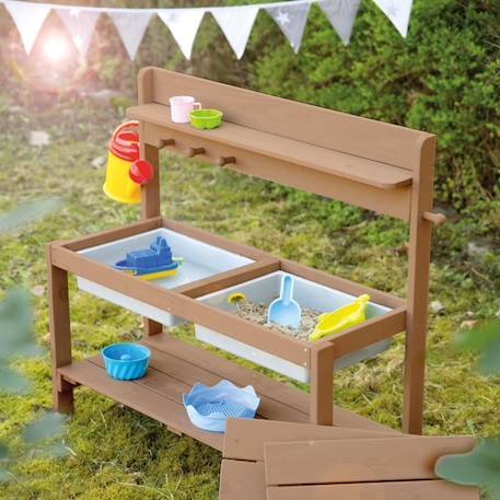 Table Sable et Eau pour Enfants - ROBA - Outdoor+ Fun - Bois Teck Résistant aux Intempéries MARRON 3 - vertbaudet enfant 