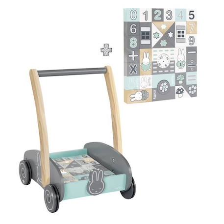 Trotteur en bois ROBA - Miffy® - Avec 35 pièces de Blocs de Construction - Vert - Gris - Mixte GRIS 1 - vertbaudet enfant 