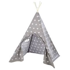 Jouet-Jeux d'imitation-Tentes et tipis-ROBA Tente de Jeu Little Stars - Tippi Tente Exterieur / Intérieur pour Enfants - Imprimé Étoiles - Gris