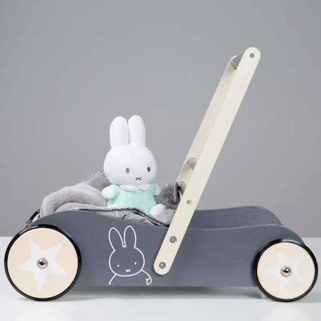 Chariot de marche pour bébé roba 'miffy®' en bois avec freins - Hauteur poignée 45 cm GRIS 2 - vertbaudet enfant 