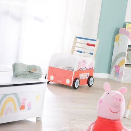 Trotteur Bébé Peppa Pig - Bus et Chariot Enfant - Horloge Boulier et Éléments à Tourner - Bois Rose - Blanc ROSE 3 - vertbaudet enfant 