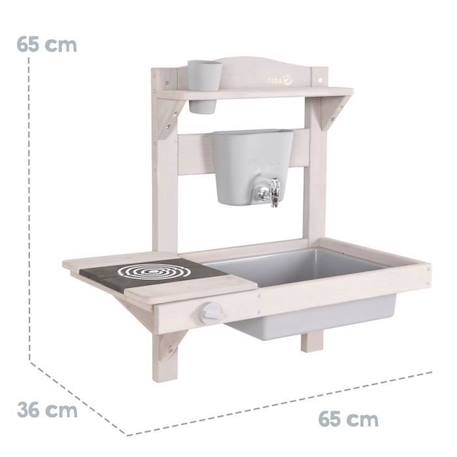 ROBA Jeu Cuisine Enfant à Suspendre pour Extérieur avec Bac Amovible - Jouet d'Imitation avec Accessoires - Bois Massif Gris GRIS 4 - vertbaudet enfant 