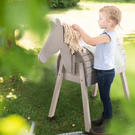 ROBA Cheval d'Extérieur en Bois Massif pour Enfant - sans Bascule - Cheval de Jeu en Gris GRIS 6 - vertbaudet enfant 