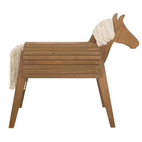 ROBA Cheval d'Extérieur en bois massif pour Enfant - sans Bascule - Grand Cheval de Jardin pour Enfant - Teck MARRON 6 - vertbaudet enfant 