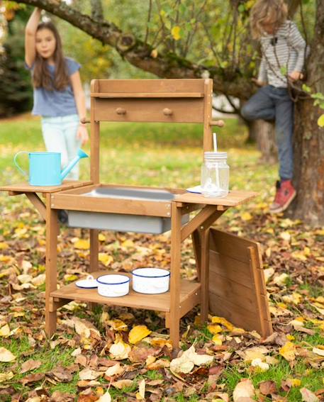 Table Sable et Eau en Bois Massif ROBA - Midi - Résistant aux Intempéries - Teck MARRON 5 - vertbaudet enfant 