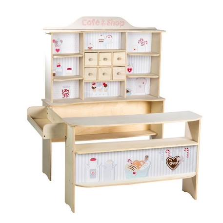 Jouet d'imitation - ROBA - Marchande en bois Café & Shop avec caisse - Multicolore - Mixte - A partir de 3 ans BEIGE 1 - vertbaudet enfant 