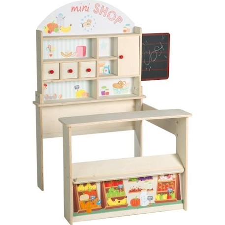 Marchande en Bois - ROBA - Minishop - Comptoir et Tableau - 89 x 74,4 x 114,5 cm - 3 ans MARRON 1 - vertbaudet enfant 