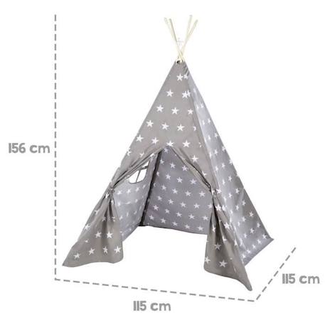 ROBA Tente de Jeu Little Stars - Tippi Tente Exterieur / Intérieur pour Enfants - Imprimé Étoiles - Gris GRIS 3 - vertbaudet enfant 