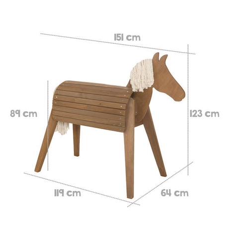 ROBA Cheval d'Extérieur en bois massif pour Enfant - sans Bascule - Grand Cheval de Jardin pour Enfant - Teck MARRON 3 - vertbaudet enfant 