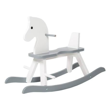 Cheval à Bascule Évolutif en Bois ROBA avec Anneau de Protection Amovible - Blanc / Gris BLANC 3 - vertbaudet enfant 