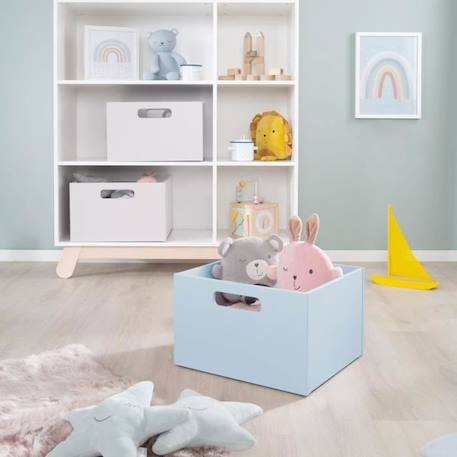 ROBA Casier de Rangement en Bois pour Chambre d'Enfant - Bac pour Jouets et Déco avec Poignées - Bleu Mer BLEU 2 - vertbaudet enfant 