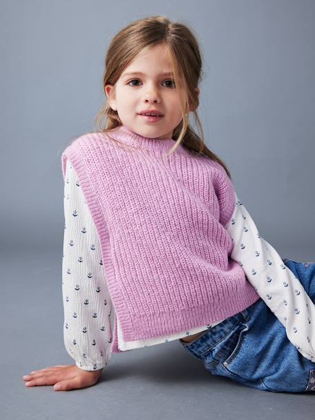 Pull fantaisie sans manche fille mauve 2 - vertbaudet enfant 