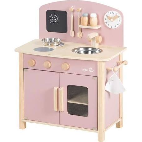 ROBA Cuisine de Jeu avec Accssoires - Rose / Bois Naturel - Plaque de Cuisson, Four, Évier, Accessoires ROSE 1 - vertbaudet enfant 