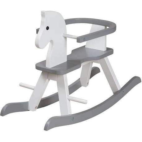 Cheval à Bascule Évolutif en Bois ROBA avec Anneau de Protection Amovible - Blanc / Gris BLANC 1 - vertbaudet enfant 