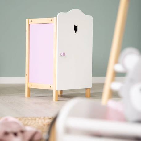 Armoire de Poupée Scarlett - ROBA - Rangement pour Vêtements et Accessoires de Poupées - Bois Blanc / Rose BLANC 6 - vertbaudet enfant 