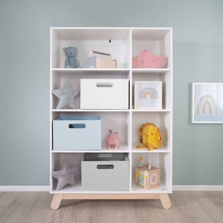 ROBA Casier de Rangement en Bois pour Chambre d'Enfant - Bac pour Jouets et Déco avec Poignées - Gris GRIS 5 - vertbaudet enfant 