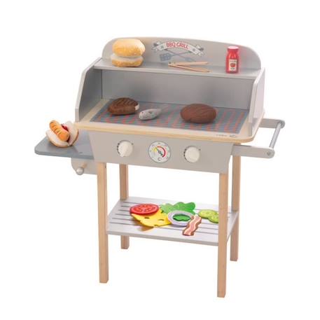 Jouet Barbecue en Bois - ROBA - 14 pièces d'Accessoires en Peluche GRIS 1 - vertbaudet enfant 