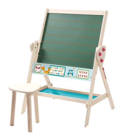 Tableau et Tabouret en Bois pour Enfant - ROBA - Double Face - Naturel VERT 1 - vertbaudet enfant 