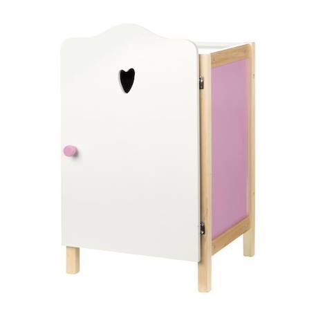 Armoire de Poupée Scarlett - ROBA - Rangement pour Vêtements et Accessoires de Poupées - Bois Blanc / Rose BLANC 1 - vertbaudet enfant 