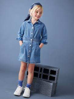 -Robe en denim boutonnée fille