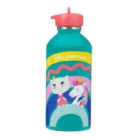 Fille-Gourde Inox Enfant - Jolie Princesse - Licorne - Draeger Paris - Multicolore - Bleu - 300 ml - Acier inoxydable