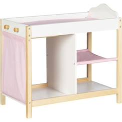 Jouet-Poupons et poupées-Poupons et accessoires-ROBA Table à langer pour Poupée 2 en 1 Scarlett + Matelas - Lit Combiné de Poupée avec Rangement - Blanc / Naturel