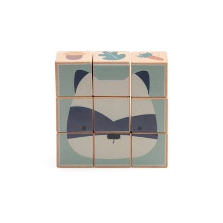 Puzzle à cube en blocs de bois Woodland - Sebra BEIGE 4 - vertbaudet enfant 