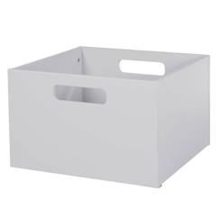 Chambre et rangement-Rangement-Bac, boite, panier de rangement-ROBA Casier de Rangement en Bois pour Chambre d'Enfant - Bac pour Jouets et Déco avec Poignées - Gris